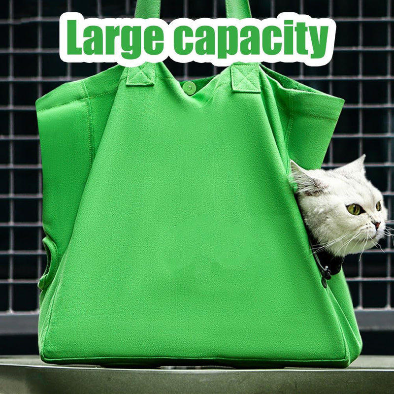 Cats Carrying Bag, Adjustable Pet Shoulder Bag with Holes for Cat's Legs & Head Movement for Walk Support Cats Dogs Green - PawsPlanet Australia