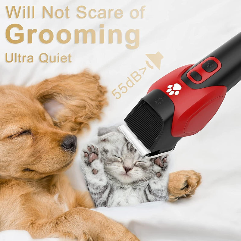 Solimpia Dog Cat Pet Clippers Shavers Electric Pet Grooming Trimmer Kit Rechargeable Cordless Low Noise Professional - PawsPlanet Australia