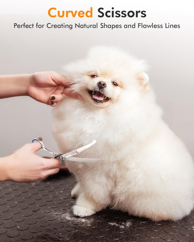 6-in-1 Dog Grooming Scissors - Professional Stainless Steel Hair Cutting Kit with Safety Rounded Tips, Ergonomic Soft-Grip Handles for Small & Large Dogs, Cats - PawsPlanet Australia