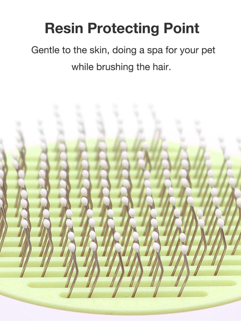Cat Brush, Gemnbo Cat Brush with Release Button, Dog Brush for Shedding Self Cleaning with 140° Bent Curved Massage Needles, Pet Grooming Kit for Cats and Dogs Green - PawsPlanet Australia