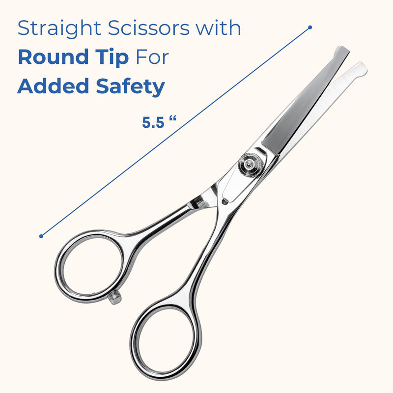Pet Grooming Scissors Set With Round Tips For Dogs & Cats - Professional Grade Shears Safely Cut Through Dog or Cat Hair - Fur Trimming Made Easy - (Set of 2) - PawsPlanet Australia