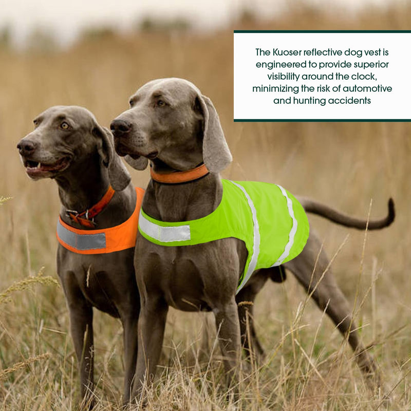 Kuoser Reflective Dog Vest, High Visibility Dog Safety Vest for Medium Large Dogs, Pet Reflective Jacket Fluorescent Green Dog Vest to Safeguard Your Dog in The Outdoors On and Off Leash, XL X-Large (Chest: 62 - 75cm / 24.4" - 29.52")