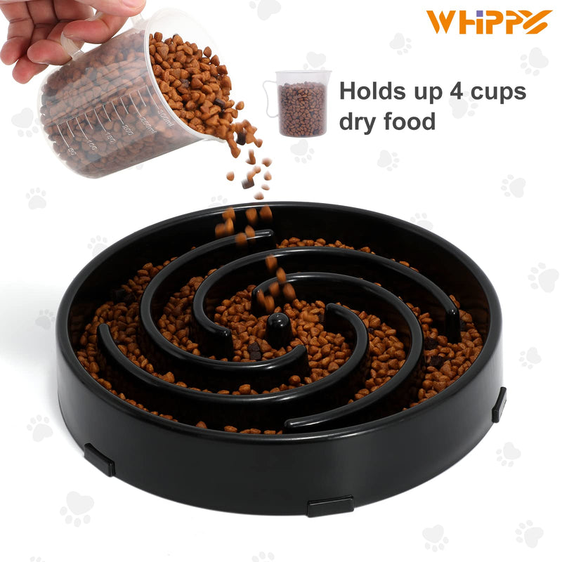 Slow Feeder Dog Bowls for Large Medium Dog Non Slip Maze Puzzle Bowl Pet Slower Food Feeding Dishes Interactive Bloat Stop Preventing Choking Healthy Dog Bowl, Black A-black