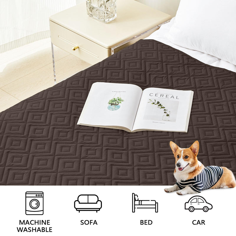 hyha Waterproof Dog Bed Blanket, Soft Pet Blankets 30x70 Inch and 82x102 Inch in Chocolate/Dark Grey, 2 Item Bundle - PawsPlanet Australia