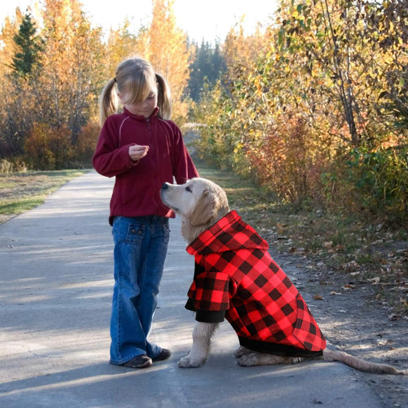 Red Plaid Dog Hoodie Sweater for Dogs Pet Clothes with Hat and Pocket（XL） XL Red Plaid - PawsPlanet Australia