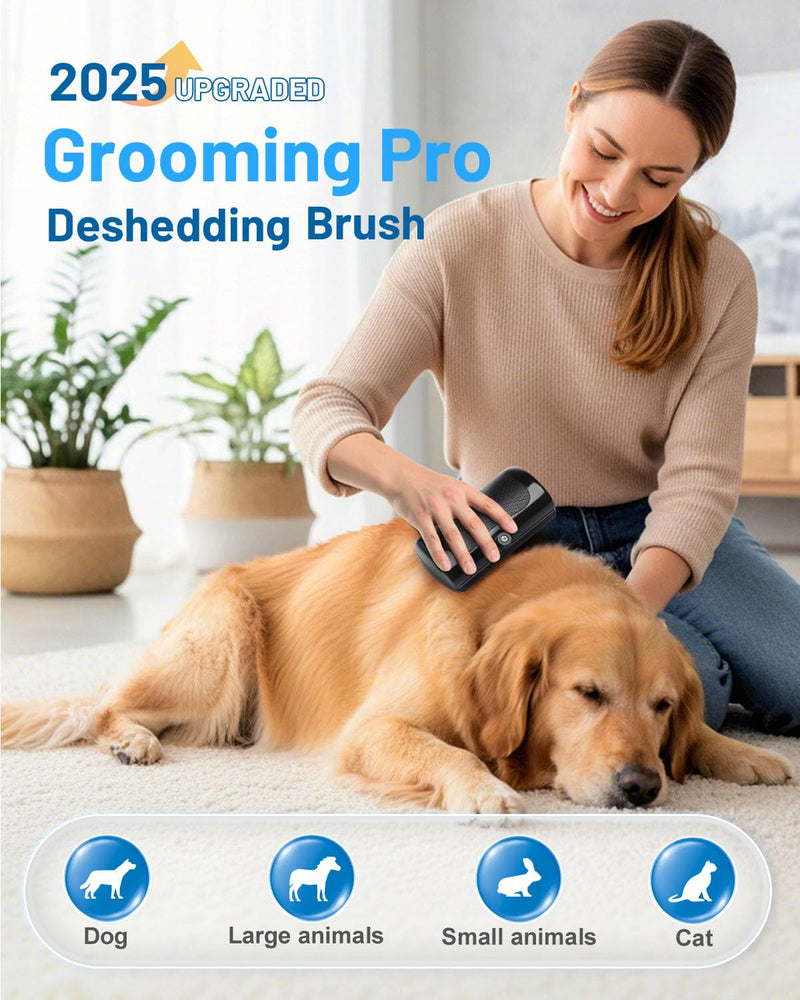 Grooming Pro Deshedding Brush, 2026 Upgraded Groomingpro Deshedding Dog Brush 2.0- Pet Hair Remover Comb, Professional Dog Brush for Shedding Short Haired and Long Haired Dogs Cats Rabbit Horse Black - PawsPlanet Australia