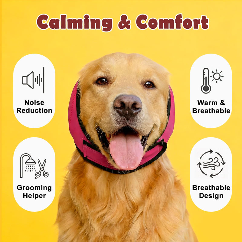 Dog Ear Muffs & No-Shake Ear Wrap – Waterproof Calming Hoodie for Thunder,Swimming, Bath & Noise Anxiety Relief | Quick-Dry Dog Head Wrap for Aural Hematoma Prevention, Grooming, Fireworks, Vet Visits L Grey