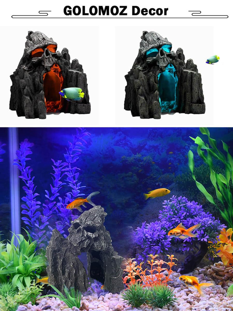 Aquarium Mountain View Stone Ornament - Aquarium Skull Rock Decor Cave for Fish Tank,Aquarium Decorations Small,Small Aquarium Decoration for Fish Tank - 5.7 Inches High - PawsPlanet Australia