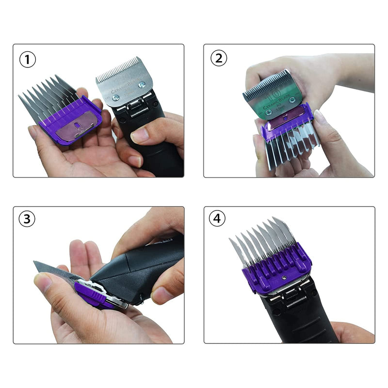 Professional Animal Stainless Steel 5 Color Guide Comb Set Compatible with andis Oster A5 wahl km10 10#/15#/30# Detachable Blade?Cutting Length 3mm-16mm 5 PACK(3mm-16mm)