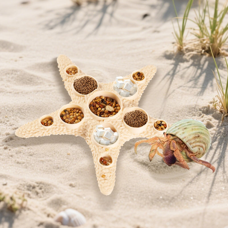 11 Grids Hermit Crab Food Dish, 2 Pack Starfish Shape Hermit Crab Food Bowl, Reptile Water Dish Tank Accessories Beige - PawsPlanet Australia
