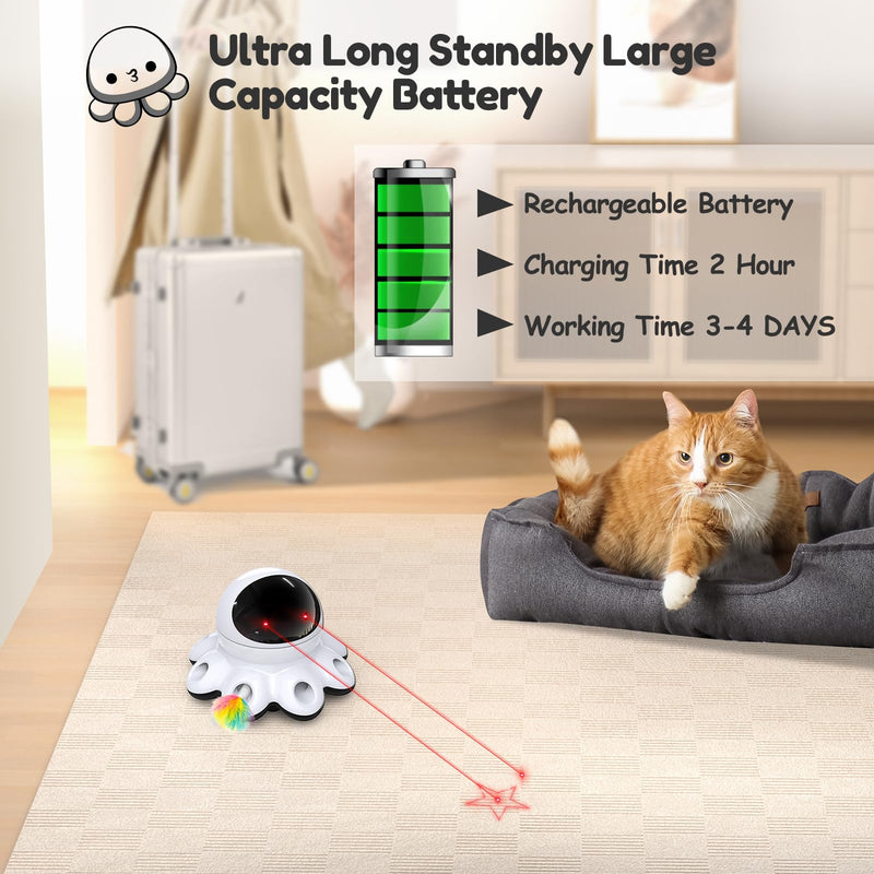 ORSDA Cat Laser Toy, 2-in-1 Interactive Cat Toys for Indoor Cats, Automatic Laser Pointer Cat Toy, 8 Holes Mice Whack A Mole Moving Feather, USB Rechargeable Electronic Kitten Toys for All Breeds Cool Black