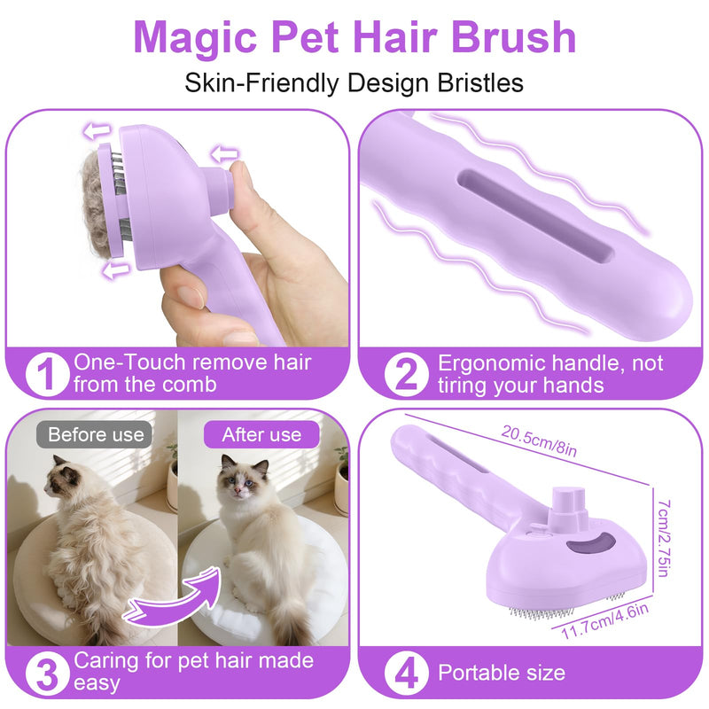 Dog Brush Cat Brush for Shedding, Pet Spray Steam Brush for Dogs Cats,Anti-Static Hair Removal Grooming Comb Long Short Haired Pets Barber Tool,purple purple
