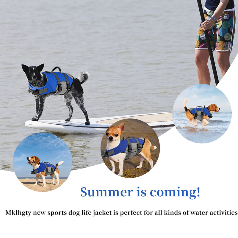 Dog Life Jacket, Reflective Adjustable Dog Life Vest with Rescue Handle for Swimming and Boating, Ripstop Pet Safety Life Preserver for Small, Medium and Large Dogs Blue - PawsPlanet Australia