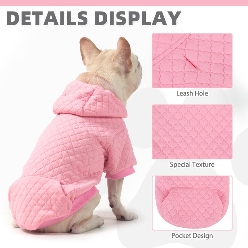 KOOLTAIL Dog Hoodie Pet Clothes Sweater with Hat and Pocket for Small Medium Large Dogs, Warm Soft Dog Cold Weather Coat, Clover Laminated Cotton Hooded Sweatshirt Outfit for Puppy Cats, Pink SM Small/Medium