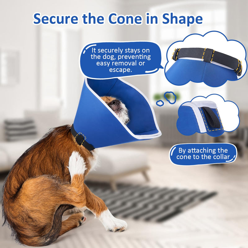 BARKLESS Dog Cone Collar, Soft Cone for Dogs After Surgery to Stop Licking, Alternative to Cone of Shame for Large Medium Small Dogs, Adjustable Elizabethan Collar, Ideal for Neuter and Wound Care Blue L