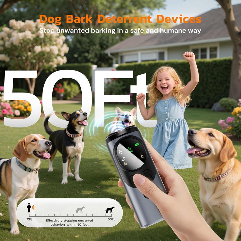 Dog Bark Deterrent Devices Anti Barking Device for Dogs Outdoor & Indoor, 2 Modes Ultrasonic Dog Barking Deterrent Devices Rechargeable, Bark Silencer, Stop Barking Dog Devices, Dog and Human Friendly
