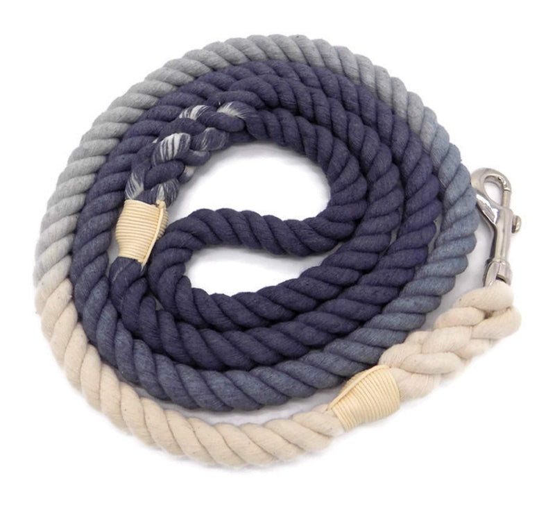 Sier 5ft Ombre Rope Dog Leash Braided Cotton Heavy Duty Strong Durable Multi-Colored (Steel Grey) - PawsPlanet Australia