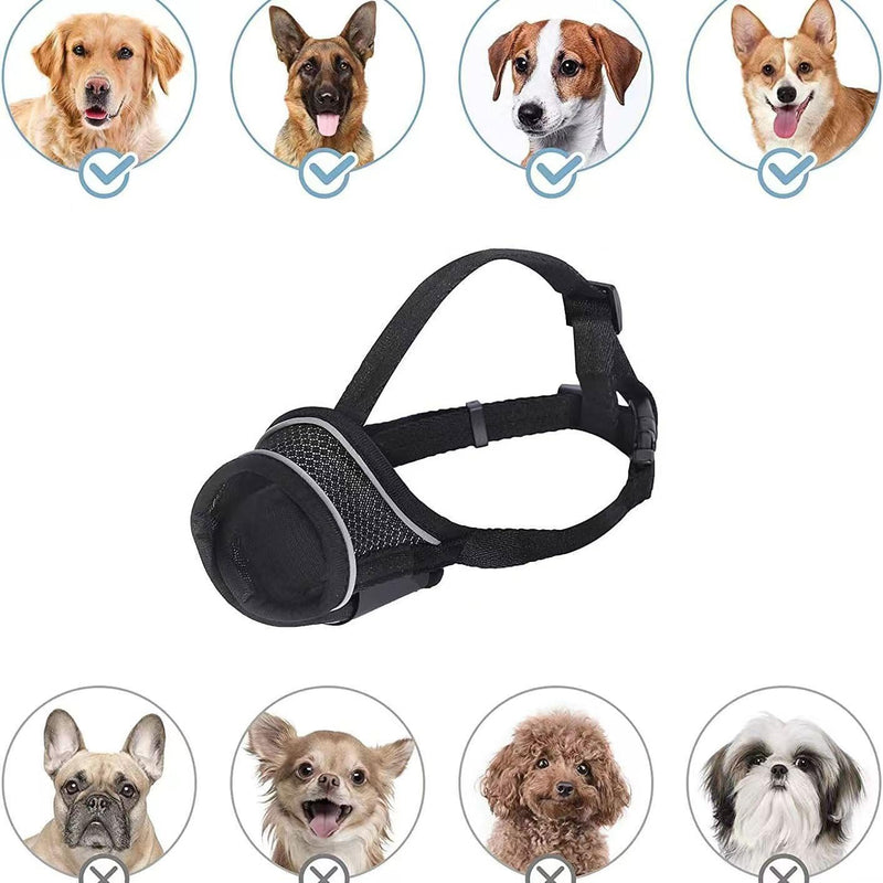 Black Dog Muzzle, Breathable Comfortable Mesh Muzzle for Dogs, Dog Training Muzzle, Anti-Biting, Anti-Barking, Anti-Chewing, Adjustable with Reflective Strap XL - PawsPlanet Australia
