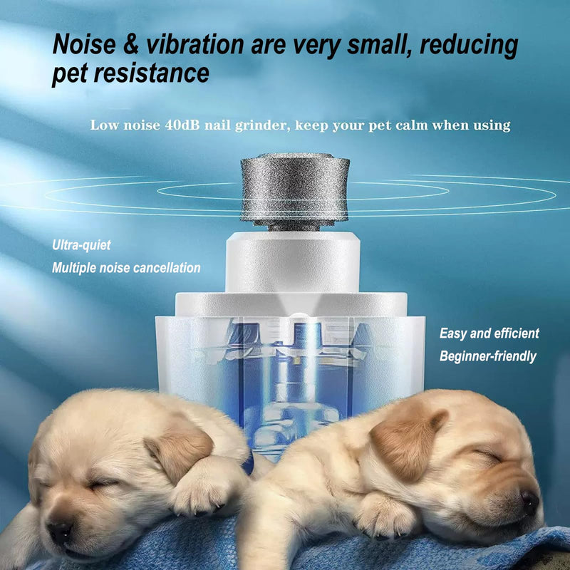 2-in-1 Dog Nail Grinder & Clipper - Ultra-Quiet USB Rechargeable Pet Nail Trimmer with LED Light, Multiple Sanding Ports, and Splash Guard for Small, Medium, & Large Dogs and Cats (White) - PawsPlanet Australia