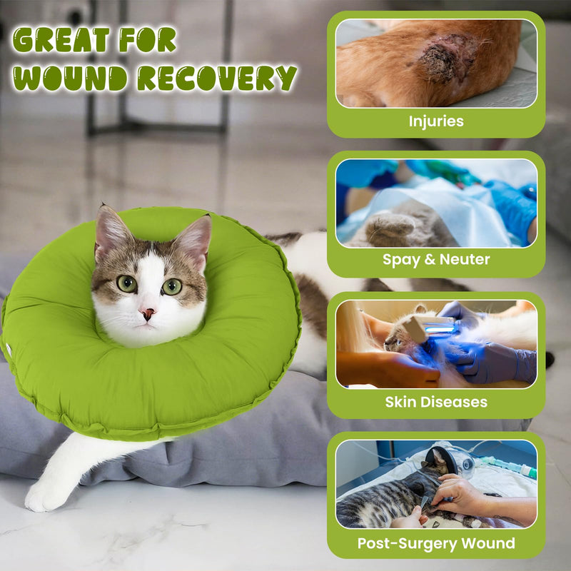 Cat Donut Collar, Cat Buster Collar Soft Neck Donut Adjustable Anti-Licking-Collar for Male Female Cats Soft Cushion/Pillow Cones with Turtleneck(Green, M) Green