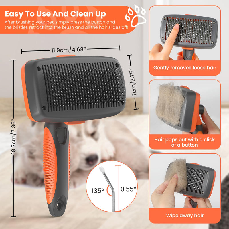 LION TAMER Self-Cleaning Slicker Brush for Dogs & Cats, Hair Brush for Pets, Deshedding Brush, Orange, Large - PawsPlanet Australia