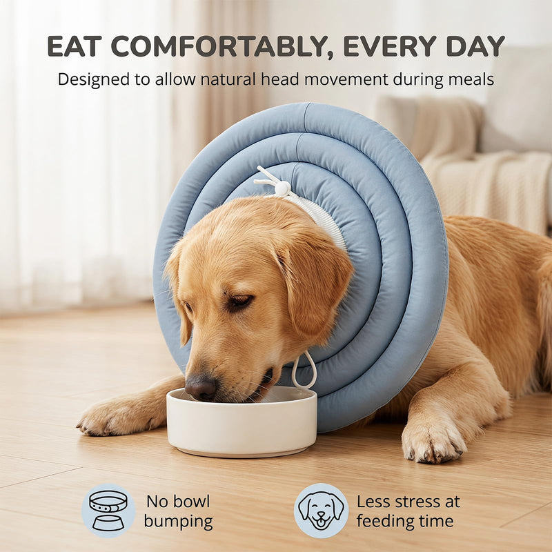 Soft Neck Brace for Dogs, Post-Surgery, Waterproof Dog Collar with Drawstring, Padded Neck Collar as an Alternative to a Cone, Surgical Collar for Medium and Large Dogs, Dusty Blue (XL)