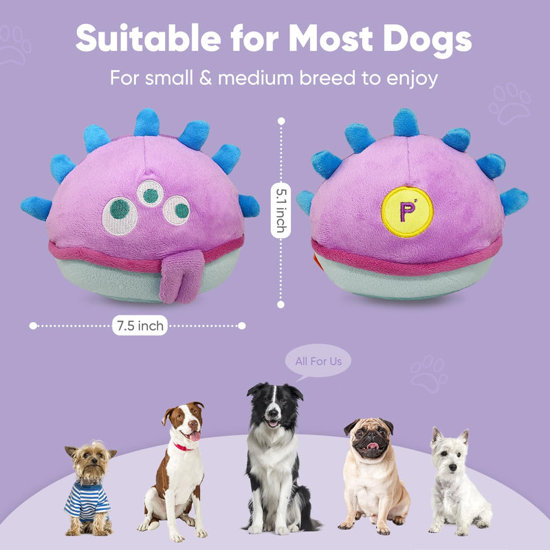 Petbobi Interactive Dog Toys Monster Plush Toy Shake Squeaky Crazy Bouncer Ball Battery Operated Toy for Small Medium Puppy Motorized Entertainment, Jolly Jelly Bobby Purple - PawsPlanet Australia