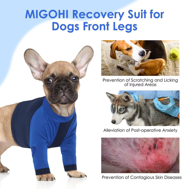 MIGOHI Dog Recovery Suits,Dog Surgery Recovery Sleeve for Front Legs,Female and Male Dog Recovery Suit,Dog Cone Alternative After Surgery,Dog Leg Sleeve to Stop Licking,Dog Wound Care,Blue,3XL Blue XXX-Large - PawsPlanet Australia