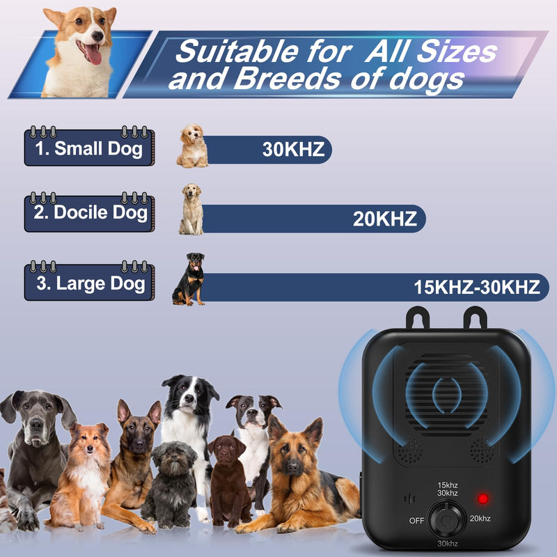 Anti Barking Device, Rechargeable Dog Barking Control Devices Sonic Bark Deterrent Devices Ultrasonic Anti bark Device for Dogs with 3 Modes, Dog Barking Silencer Indoor Outdoor K4 Black