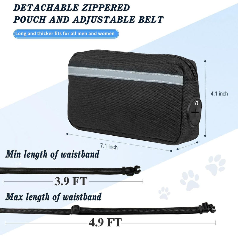 Hands Free Dog Leash with Zipper Pouch, Waist Dog Running Leash with Adjustable Waist Belt and Dual Handle, Reflective Bungee Hands Free Leash for Medium to Large Dogs (Black) Black - PawsPlanet Australia