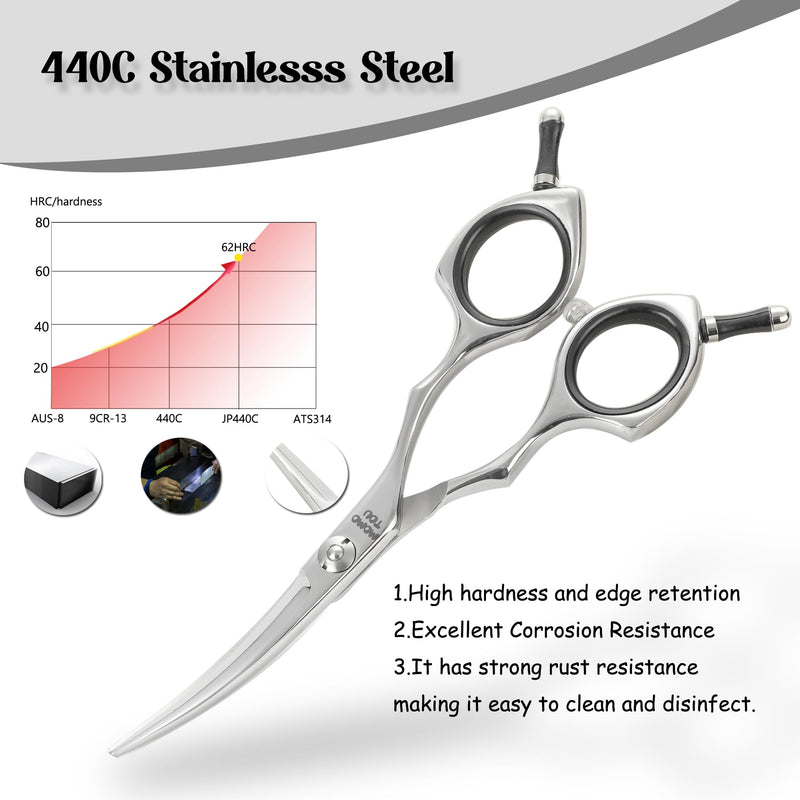 Dog Grooming Scissors 5'' Small Curved Pet Shears Super Light Professional 440C Stainless Steel Pet Shears for Trimming Face and Paws Nose Ear Easy Use. - PawsPlanet Australia