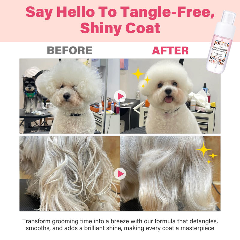 Dog Detangler & Dematting Spray - Leave-in Conditioner, Classic Powdery Scent | Infused with Coconut Oil, Jojoba Oil, and Squalane for Easy, Tangle-Free Grooming - 3.38 fl. oz Classic Soft Baby Powder