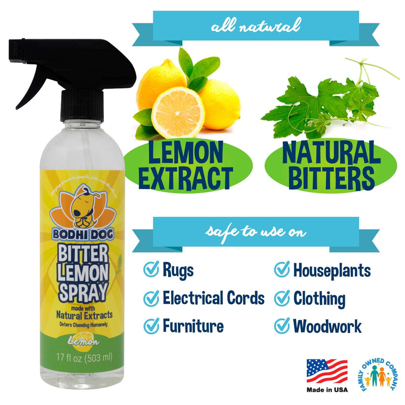 Bodhi Dog Bitter Lemon Spray - Anti-Chew Spray for Dogs, Cats, Puppies, & Kittens - Training Aid for Chewing - Safe & Non Toxic - Ideal for Pet Behavioral Training - Made in USA (17 Fl Oz) 17oz - PawsPlanet Australia
