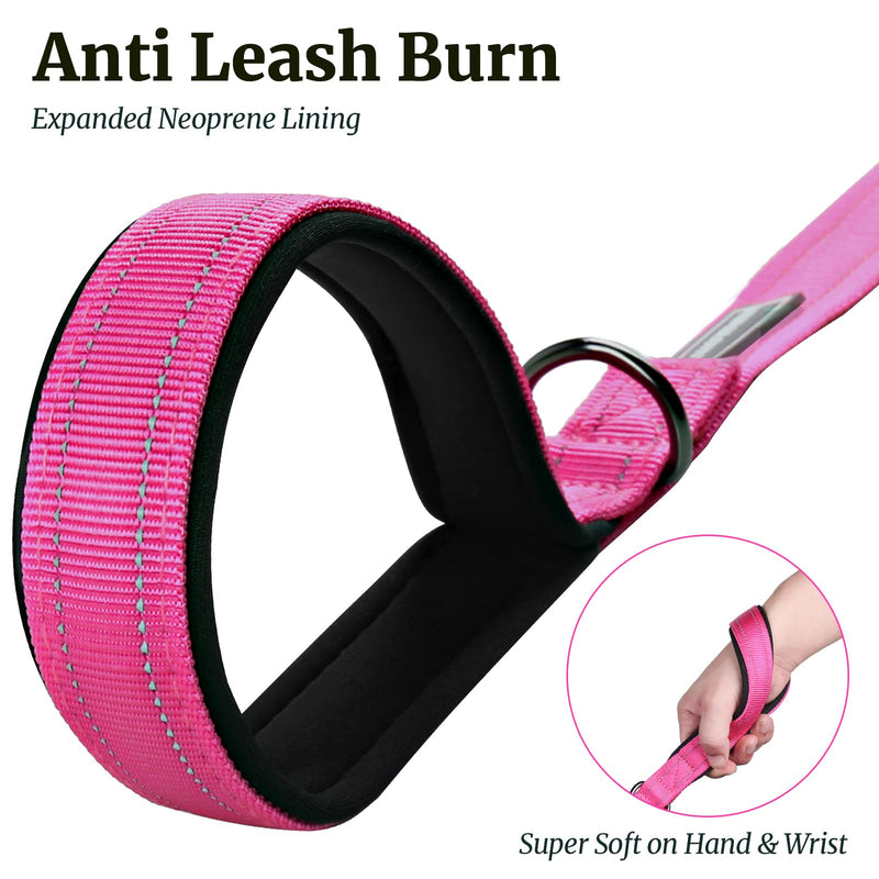 VIVAGLORY Dog Leash Dailyx Pet Leash with Soft Padded Handle for Training & Walking, Heavy Duty & Double Layer Nylon for Pet Puppy, 4ft x 1in, Pink Leash (4 ft. x 1 in.)