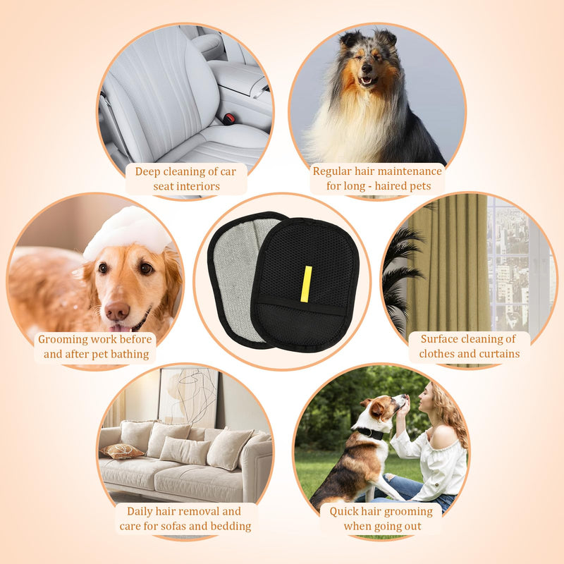 2pcs Cat&Dog Pet Hair Removal Gloves with 1Pcs Gold Medium-Sized Comb Pet Grooming Electrostatic Gloves Cat&Dog Hair for Sofa Clothing Curtain Carpet - PawsPlanet Australia