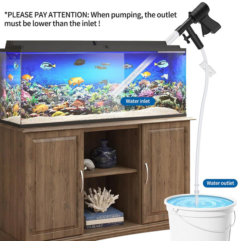 Aquarium Gravel Cleaner, Quick Water Changer, Gravel Vacuum for Aquarium with Air-Pressing Button, Fish Tank Vacuum Gravel Cleaner Kit for Water Changing Sand Washing with Fish Tank Cleaning Brush Black / Clear - PawsPlanet Australia