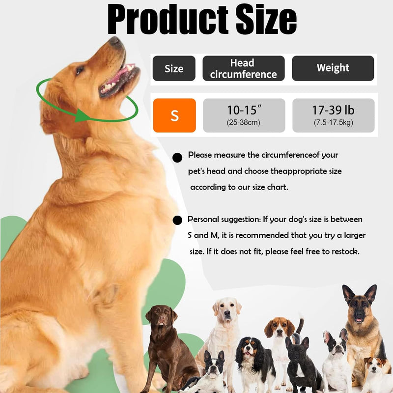 Waterproof Dog Head Guard with Ear Cover, 25-38 cm Head Circumference, Bathing, Swimming, Earmuffs, Size S, 7.5-17.5 kg, Grey