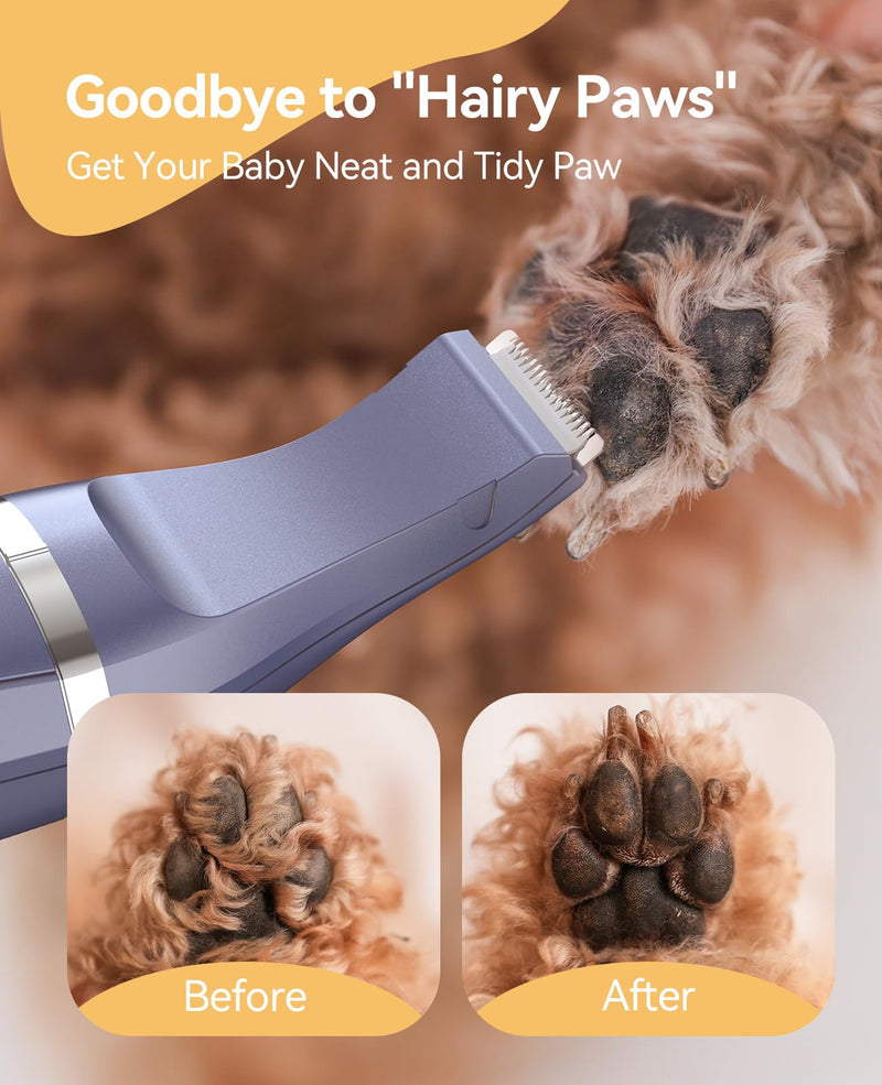 oneisall Dog Clippers Grooming Kit 4 in 1, Low Noise Dog Paw Trimmer&Dog Nail Grinder,IPX7 Waterproof Cordless Pet Trimmer Shaver for Small Dogs and Cats Blue