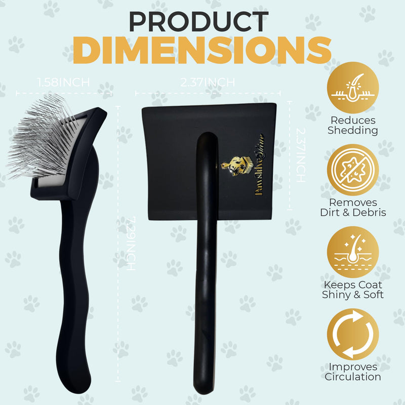 PawsltlveShine Dog Slicker Brush - Easy Grooming Brush for Poodles, Goldendoodles, Golden Retrievers - Dog Brush for long haired dogs - Effortless Grooming, Dematting, Deshedding - Black, Large - PawsPlanet Australia