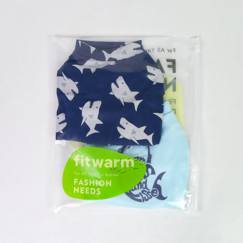 Fitwarm 2 Pack Shark Dog Recovery Suit for Surgery Spay Neuter, Surgical Onesie for Male and Female Dogs, Body Suits for Prevent Licking Wounds, Breathable Cotton, Navy Blue, Light Blue, XXL XX-Large - PawsPlanet Australia