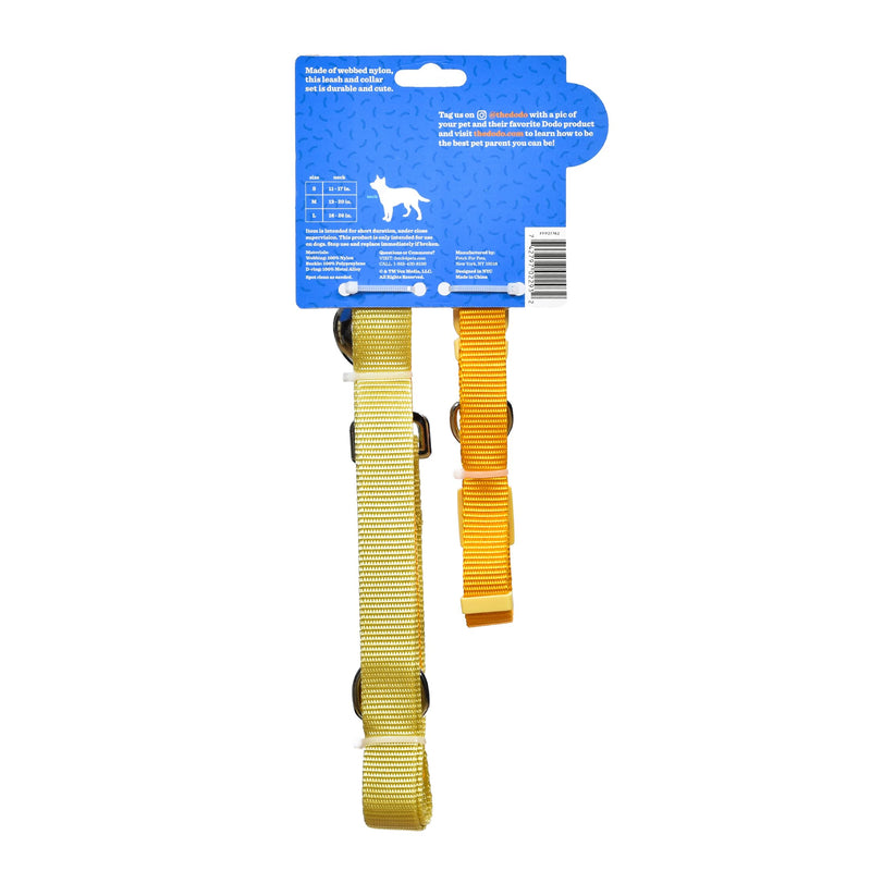 The Dodo All Nylon Yellow Collar and Leash Set - Small; Matching Cute Leash and Collar Set; Waterproof Dog Leash and Collar Set, Perfect for Beach Day or Trips to The Lake - PawsPlanet Australia