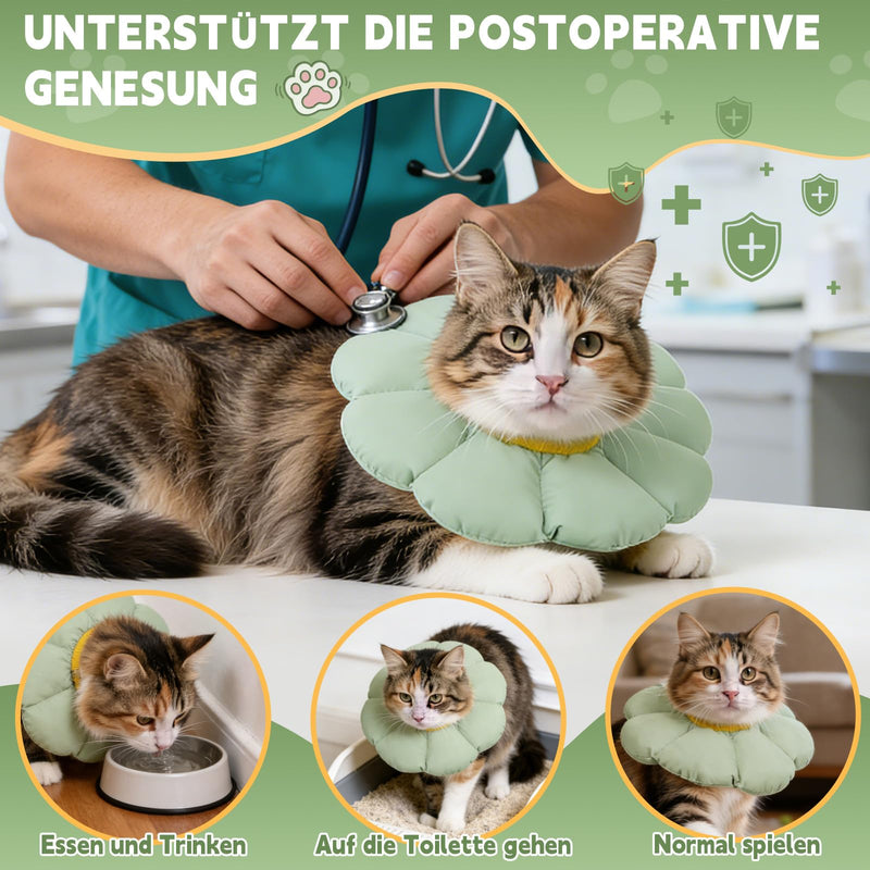 Voarge Cat Neck Brace, Adjustable Neck Brace Collar, Soft Floral Cat Neck Brace, for Cats and Small Dogs after Surgery and Injuries