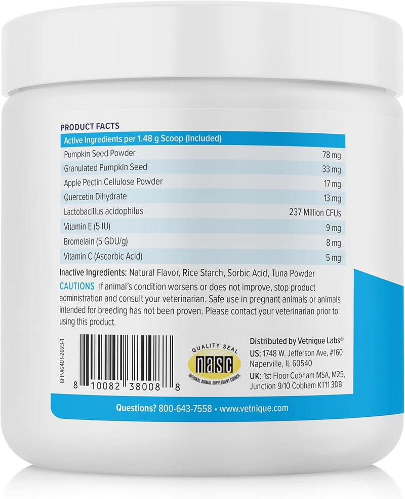 Glandex Feline Anal Gland Fiber Supplement Powder for Cats with Digestive Enzyme, Probiotics and Pumpkin, Vet Recommended for Healthy Bowels - Tuna Flavored 4.0 oz, Scoop Included - PawsPlanet Australia