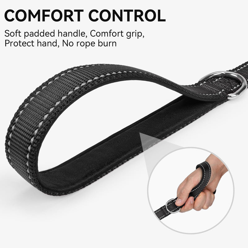 Joytale Dog Leash, 6 FT Double-Sided Reflective, Padded Handle Nylon Heavy Duty Leashes for Medium & Large Dogs Walking, Black 6 ft Standard - PawsPlanet Australia