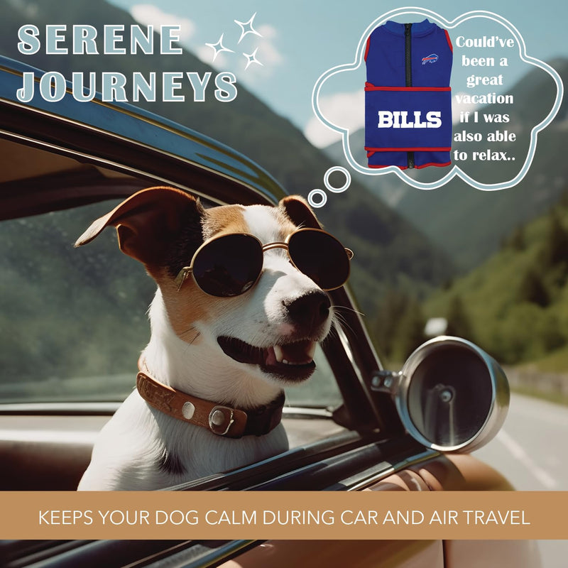 NFL BUFFALO BILLS Dog Anxiety Shirt Calming Soothing Solution Vest, for Dogs & Cats with Anxiety, Fears, Fireworks, Loud Noises, Dark, Lonely Keeps Dogs Calm and Feeling Safe, Relaxing Jacket, X-Small Extra Small - PawsPlanet Australia