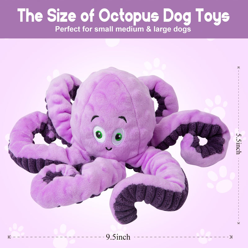 Dog Toys for Large Breed, Octopus Squeaky Funny Cute Interactive Medium & Small Dog Toys, Stuffed Plush Animals Puppy Toys, Dog Birthday for Dog Presents - Octopus Purple 1 PCS - PawsPlanet Australia