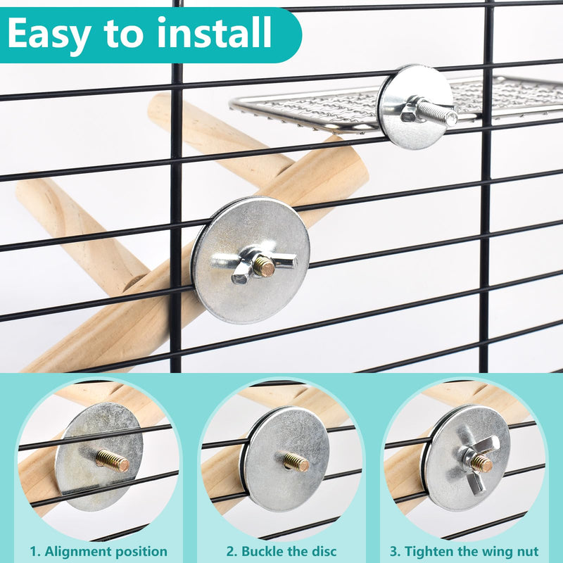 4Pcs Bird Perches Toys, Stainless Steel Perch Platform (2 Sizes), Natural Wood Parrot Climbing Ladder & Swing with Bell, Play Gym Cage Accessories for Budgie Cockatiel Lovebird Canary Conure - PawsPlanet Australia