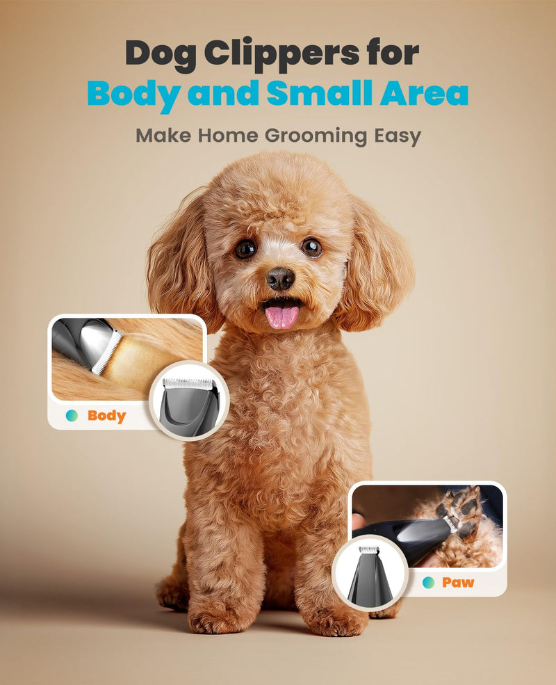 oneisall Dog Grooming Clippers & Paw Trimmer Kit 2-in-1,Pet Shaver with LED Light, Quiet Design for Dogs Cats,Cordless Dog Clippers for Full-Body Grooming and Safe Paw Care Blue 2-in-1