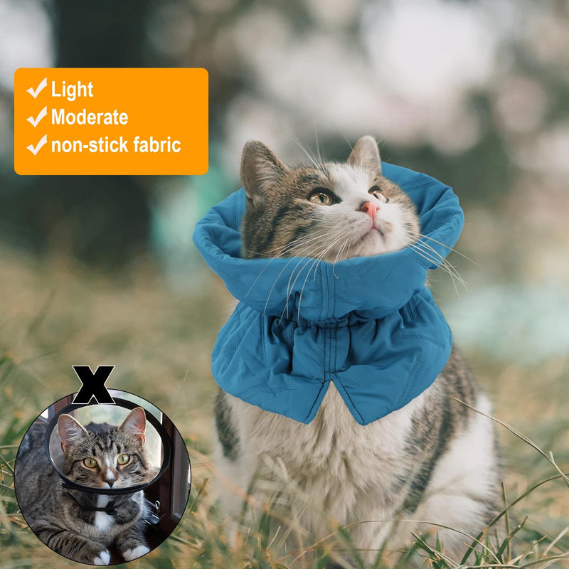 Cat Recovery Collar, Adjustable Soft Cat Neck Protector Breathable Cat Cone Collar Lightweight Waterproof Kitten Cone Alternative for Puppies, Stop Licking (M, Blue) - PawsPlanet Australia