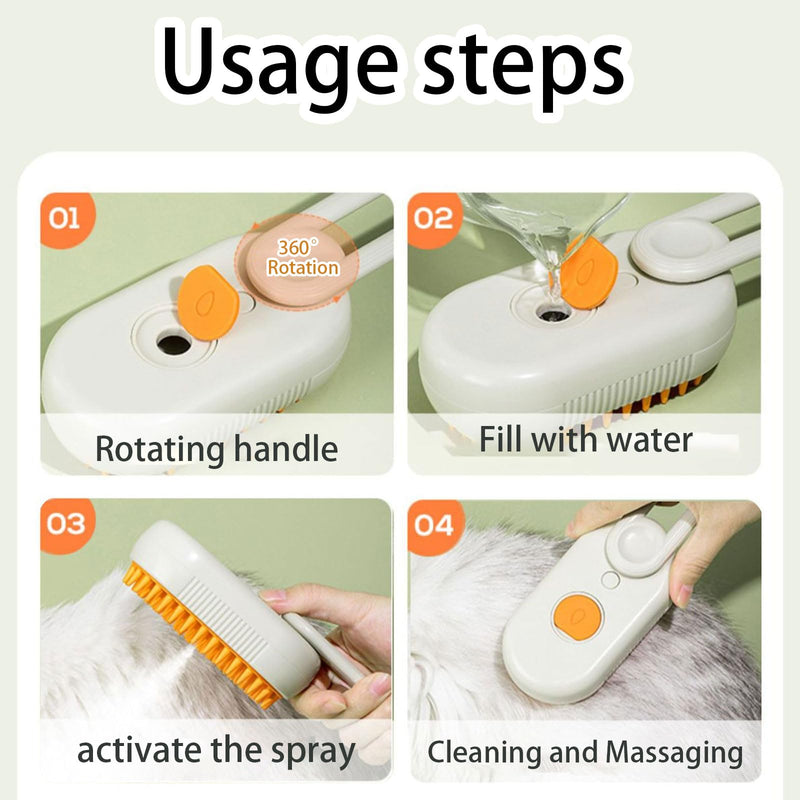 cat steam brush for shedding -4 in 1 Rechargeable Steam Brush for Cats and Dogs, Anti-static, Massage, Cleaning, Shedding & Combing All In One!grooming tool for cats and dogs（Beige） Beige01 - PawsPlanet Australia